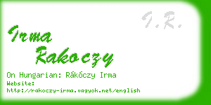 irma rakoczy business card